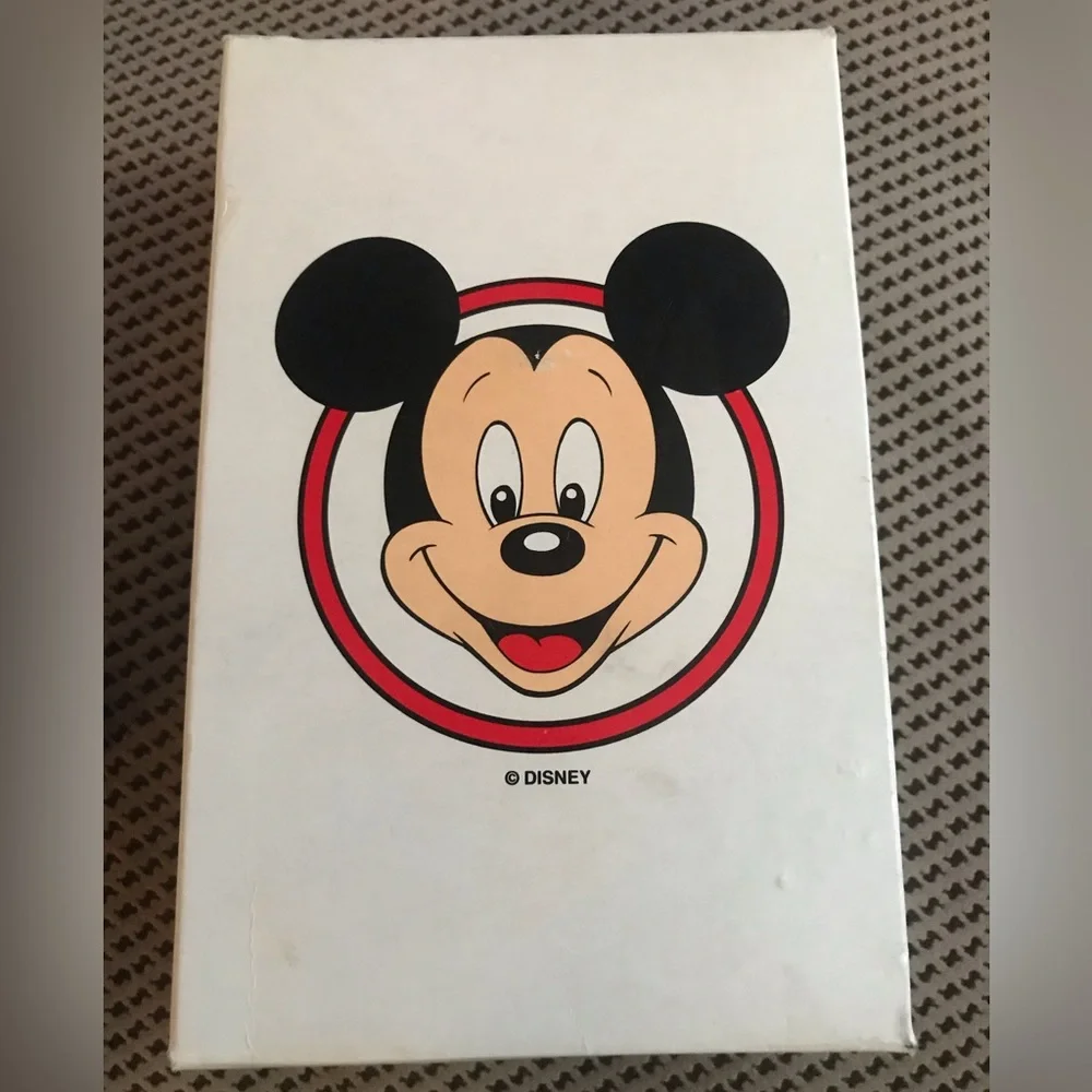 NWT Disney Watch Mickey Mouse Silver Tone Black Leather Band